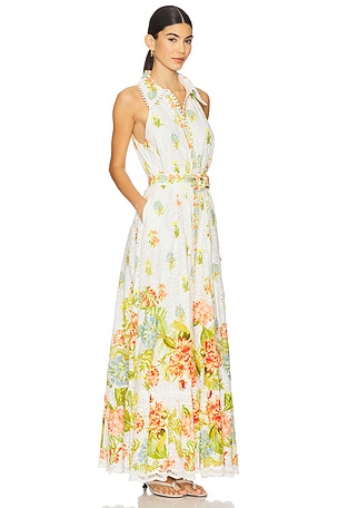 HEMANT AND NANDITA Long Shirt Dress With Buckle Belt in White
