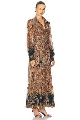 HEMANT AND NANDITA Long Dress in Rust,Navy