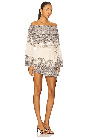 HEMANT AND NANDITA Slip On Mini Dress in Neutral