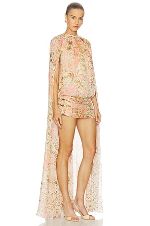 HEMANT AND NANDITA Mini Dress With Cape in Pink. Size XS. Also