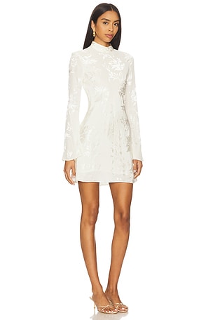 HEMANT AND NANDITA Biased Mini Dress With Mock Neck in Ivory. Size XXS. Also