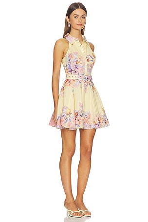 HEMANT AND NANDITA Short Dress With Buckle Belt in Lemon