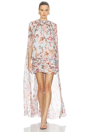 Ruched Cape Mini Dress HEMANT AND NANDITA