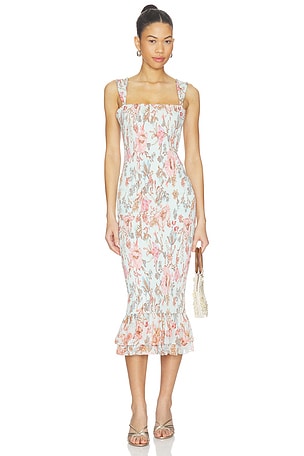 Smocked Midi Dress HEMANT AND NANDITA