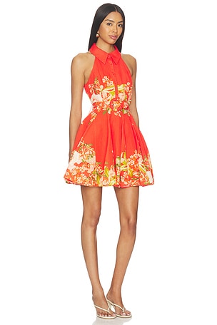 HEMANT AND NANDITA Short Dress With Buckle Belt in Orange