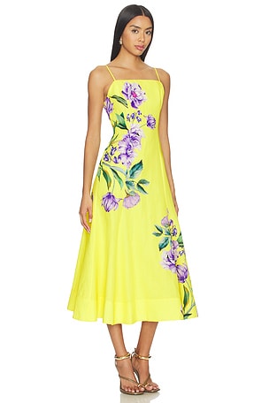 HEMANT AND NANDITA Paneled Midi Dress in Yellow