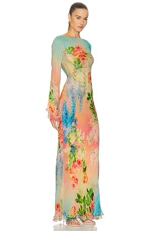 HEMANT AND NANDITA Double Layer Maxi Dress in Blue
