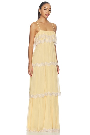 HEMANT AND NANDITA Tiered Maxi Dress in Yellow