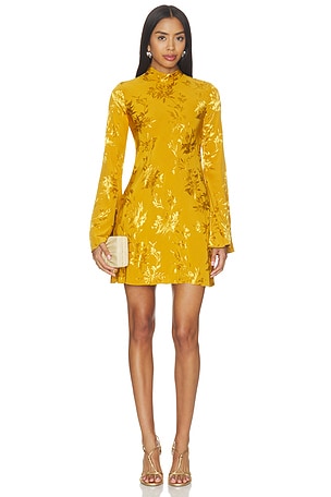 Biased Mini Dress With Mock Neck HEMANT AND NANDITA