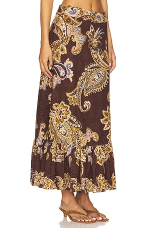 HEMANT AND NANDITA A Line Ankle Length Skirt in Chocolate. Size XXS. Also
