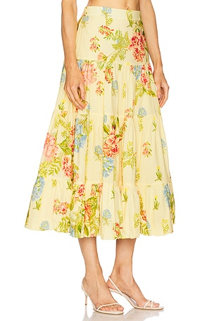HEMANT AND NANDITA Midi Skirt in Lemon. Size S. Also