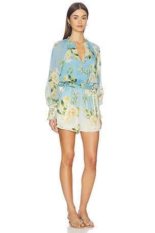 HEMANT AND NANDITA Romper With Tie Up Belt in Blue