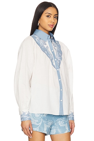HEMANT AND NANDITA Yoke Shirt in Ivory