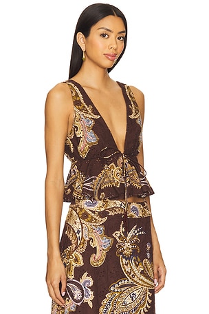 HEMANT AND NANDITA Peplum Top in Chocolate