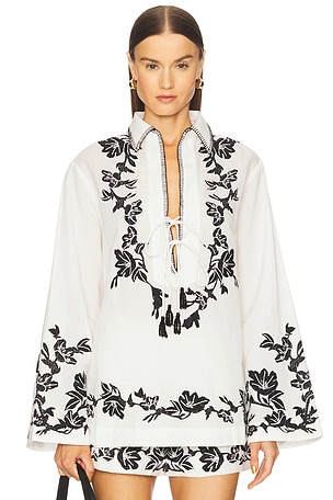 HEMANT AND NANDITA Drop Shoulder Collared Tunic in White