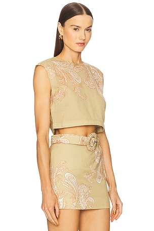 HEMANT AND NANDITA Crop Top in Olive. Size XS. Also