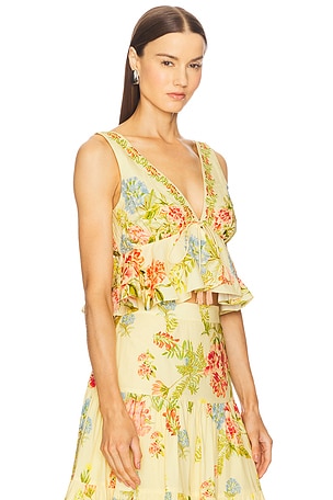 HEMANT AND NANDITA Peplum Top in Lemon