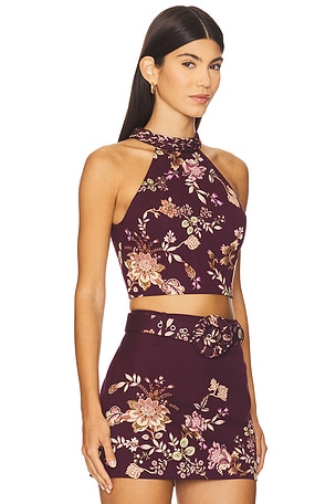 HEMANT AND NANDITA Halter Neck Top in Burgundy