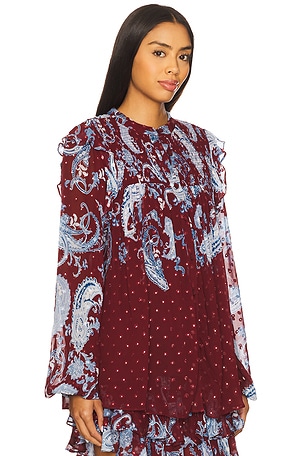 HEMANT AND NANDITA Longsleeve Top in Burgundy