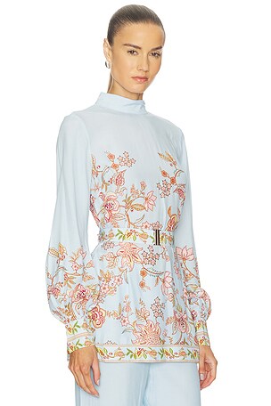 HEMANT AND NANDITA Scarf Neck Top in Baby Blue