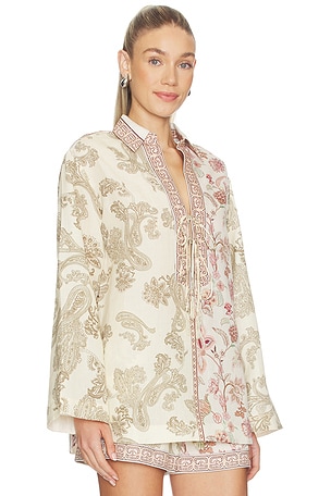 HEMANT AND NANDITA Drop Shoulder Collared Tunic in Neutral