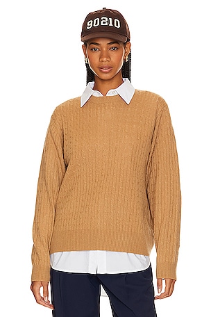 Cashmere Cropped Cable Crew BEVERLY HILLS x REVOLVE