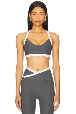 Spacedye Outlines Bra in True Gray Heather & Cloud White Beyond Yoga