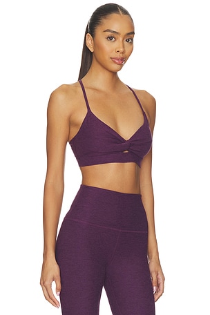 Beyond Yoga Twist Front Strappy Bra in Purple