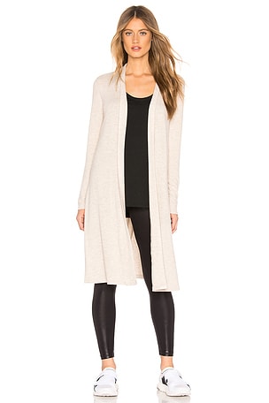 Beyond Yoga High Slits Long Duster in Oatmeal Heather REVOLVE