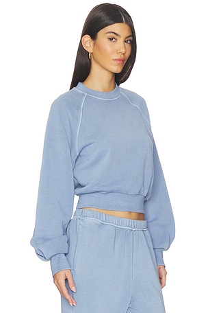 Beyond Yoga Raglan Crew Sweatshirt in Blue