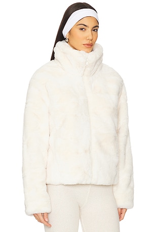 Beyond Yoga On The List Faux Fur Jacket in Beige