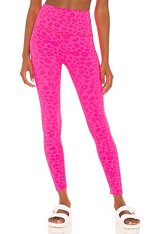 Beyond Yoga High Waisted Midi Legging in Electric Pink Heather
