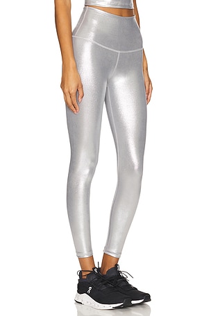 Beyond Yoga Caught in The Midi High Waisted Legging in Metallic Silver