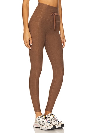 Beyond Yoga Spacedye Go Pocket Midi Legging in Brown