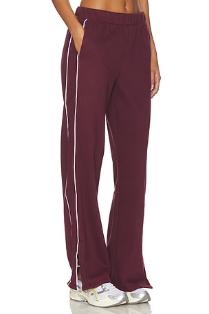 Beyond Yoga Luxe Fleece Piper Wide Leg Pant in Burgundy