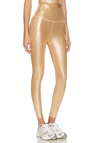 Beyond Yoga High Waisted Midi Legging in Metallic Bronze
