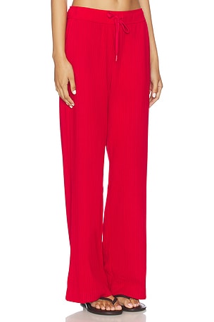 Beyond Yoga Breathe Easy Ribbed Wide Leg Pant in Red