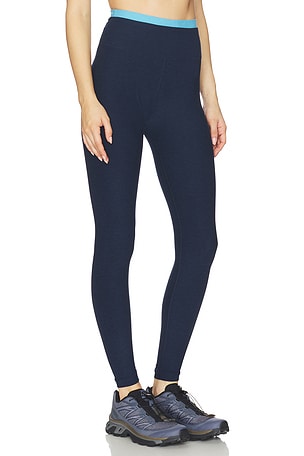 Beyond Yoga Spacedye Layered High Waisted Midi Legging in Navy. Size XS. Also