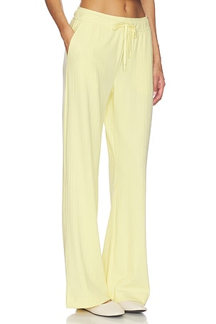 Beyond Yoga Breathe Easy Ribbed Wide Leg Pant in Yellow