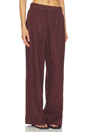 Beyond Yoga Easy Wide Leg Linen Pant in Brown