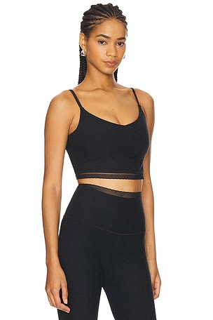 Beyond Yoga Spacedye Allure Lace High Cropped Tank in Black