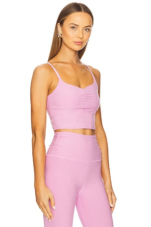 Beyond Yoga Spacedye Raise The Barre Shirred Cropped Tank Top in Pink. Size XL. Also