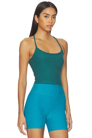 Beyond Yoga Spacedye Slim Racerback Cropped Tank Top in Teal