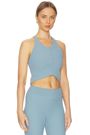 Beyond Yoga Good Form Rib Cropped Tank Top in Blue