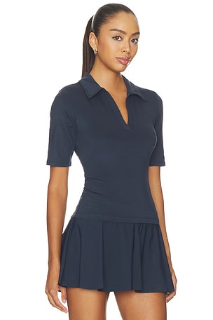 Beyond Yoga Sport Active V-neck Polo Top in Navy