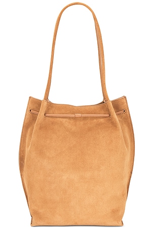 BY FAR Kayla Suede Shoulder Bag in Tan