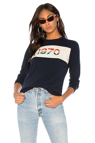 Bella Freud 1970 Rainbow Cashmere Sweater in Navy REVOLVE