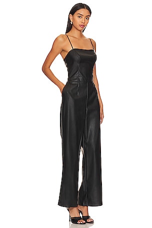 BCBGeneration Faux Leather Jumpsuit in Black
