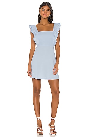 BCBGeneration Ruffle Sleeve Square Neck Dress in Baby Blue REVOLVE