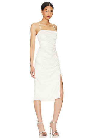 BCBGeneration Ruched Midi Dress in White